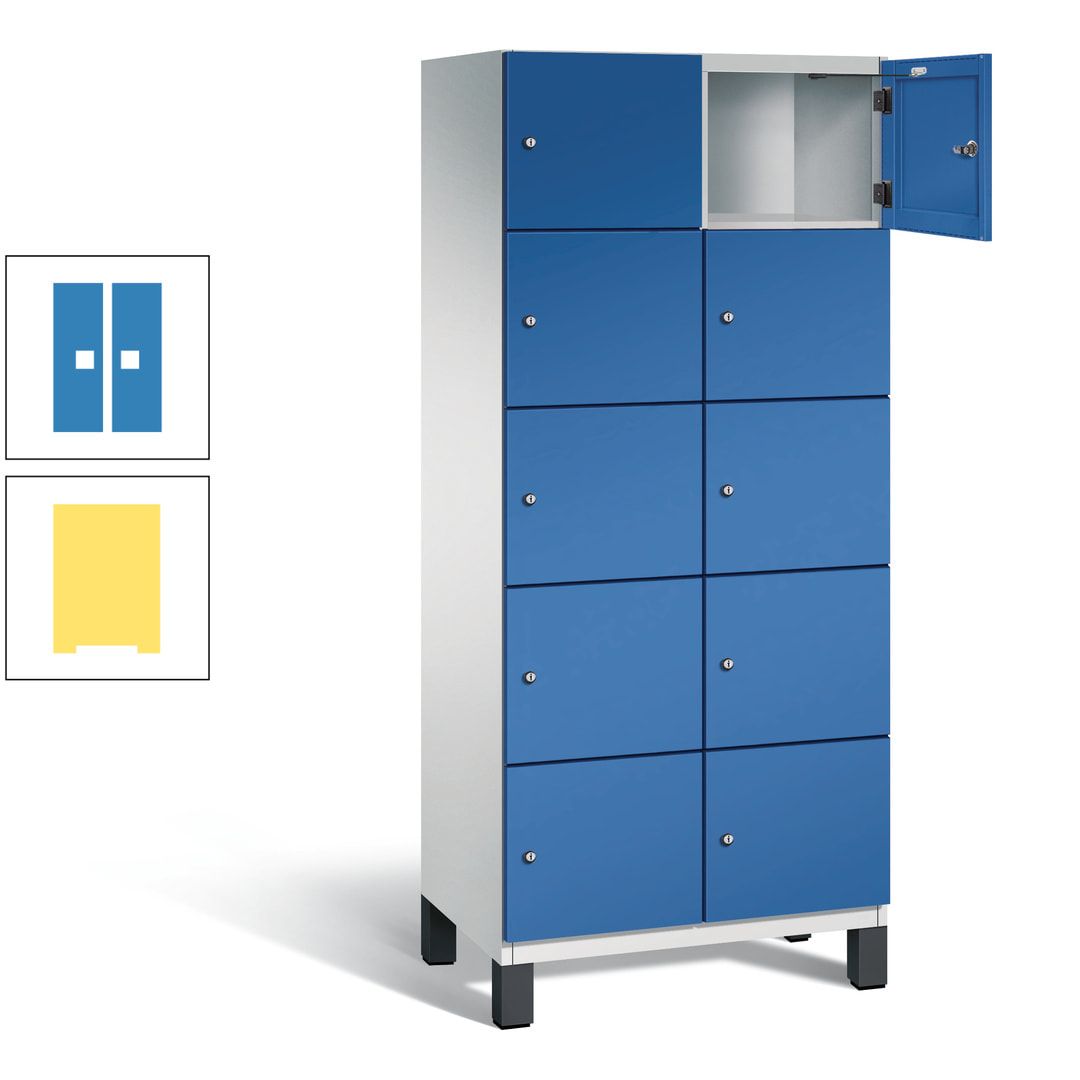 Fächerschrank, Stahlschrank, 10 Fächer, Türöffnungsbegrenzer, Füße, 1.980 x 800 x 525 mm (HxBxT), Korpus anthrazitgrau, Front anthrazitgrau