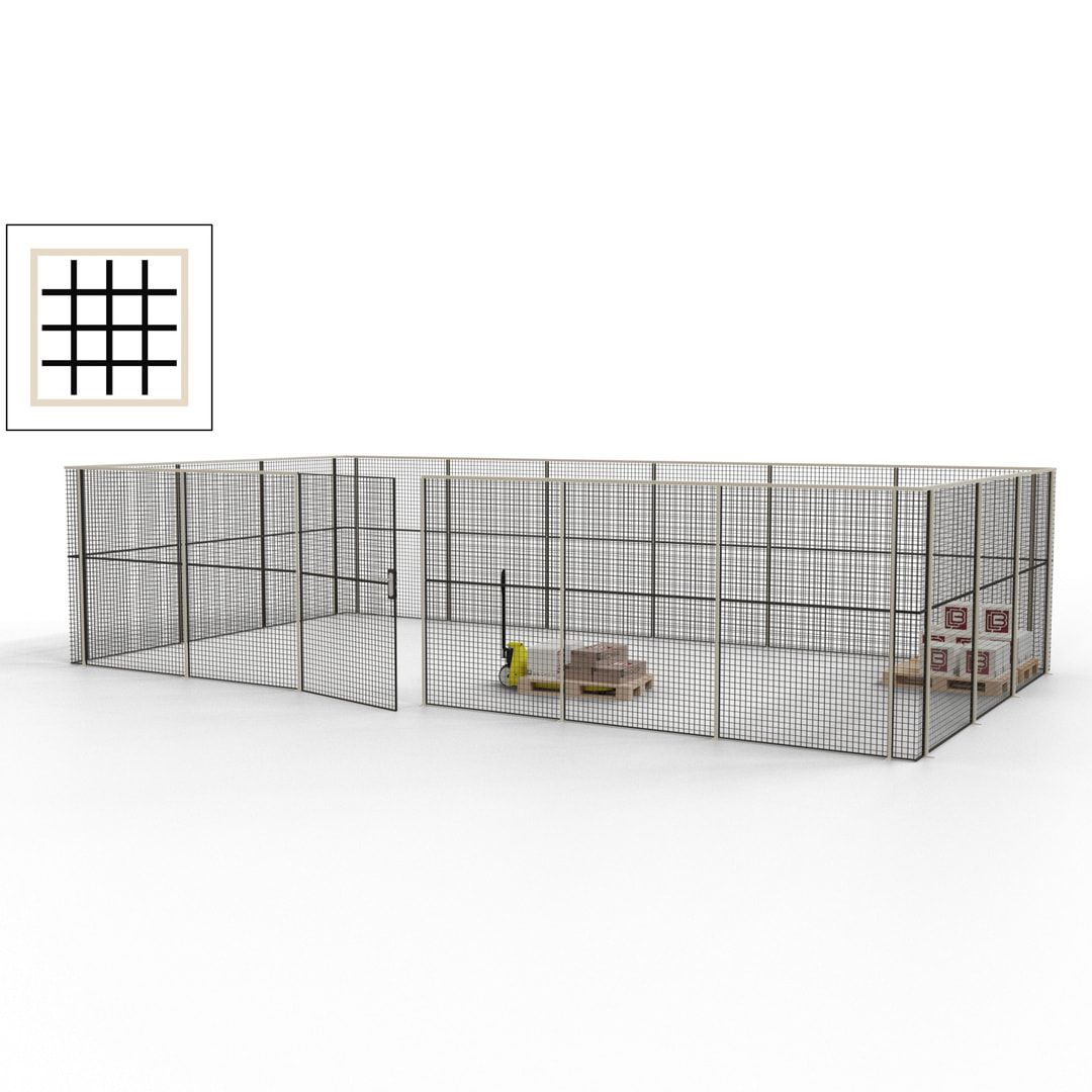 Maschinen Schutzgitter - Hallentrennwand - Sicherheitszaun - Tür - 27 m - 2.200 x 9.400 x 4.900 mm (HxBxT) - enzianblau