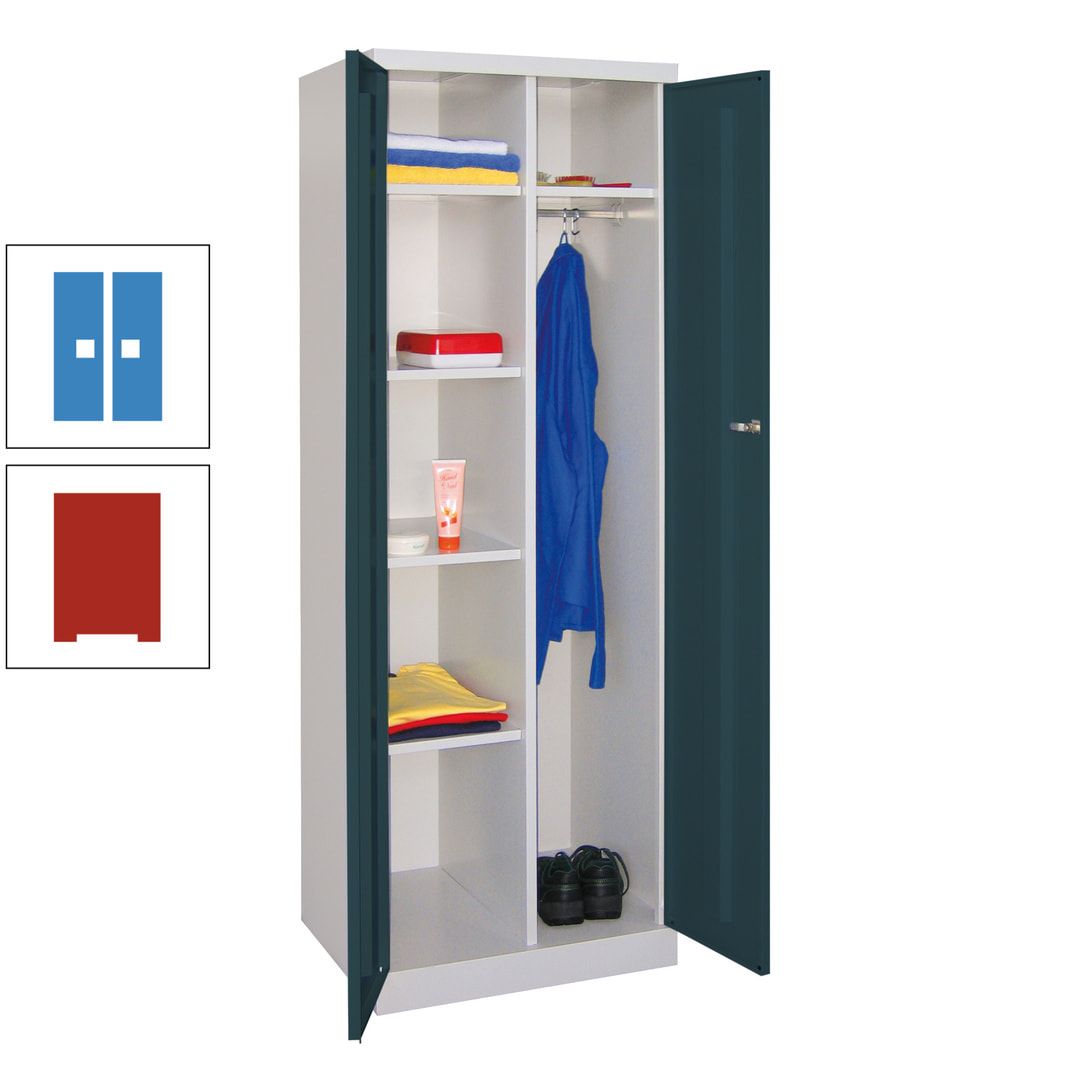 Kleiderschrank mit Sockel - Spind - 1 Abteil mit Trennwand - 1.800x600x500 mm (HxBxT) - Zylinderschloss - anthrazitgrau