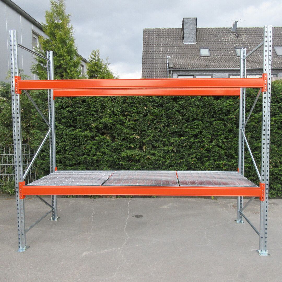 1 x Gitterrostboden für Palettenregale, Fachbreite 2.700, Tiefe 1.100 mm, feuerverzinkt, 1000 kg je Quadratmeter, Gitterroste, Gitterrosteinlagen