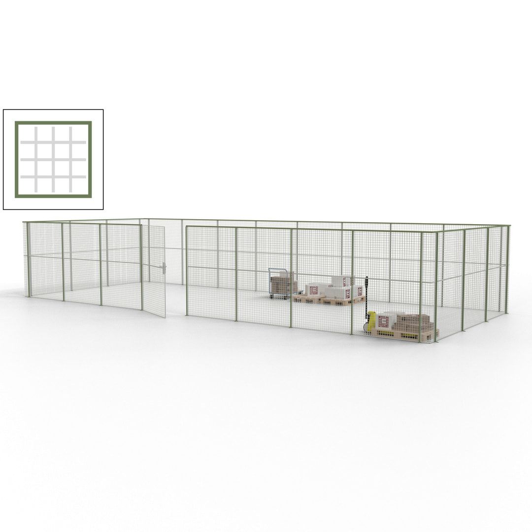 Maschinen Schutzgitter - Hallentrennwand - Sicherheitszaun - Tür - 33 m - 2.200 x 12.400 x 4.900 mm (HxBxT) - enzianblau