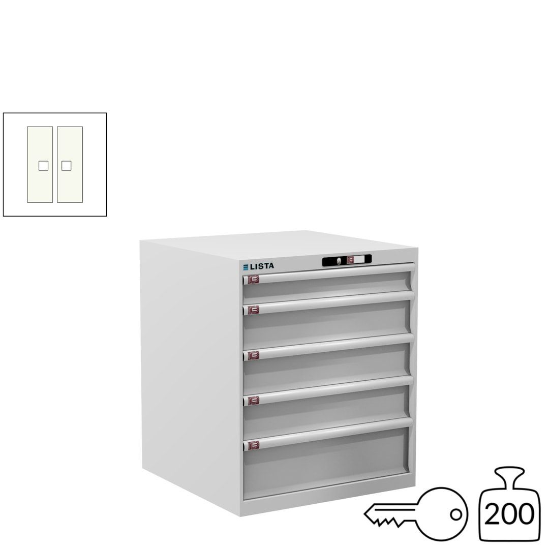 Lista Schubladenschrank - 14.410.010 - 850x717x725 mm (HxBxT) - 5 Schubladen - 75 kg - Key Lock - lichtblau (RAL 5012)