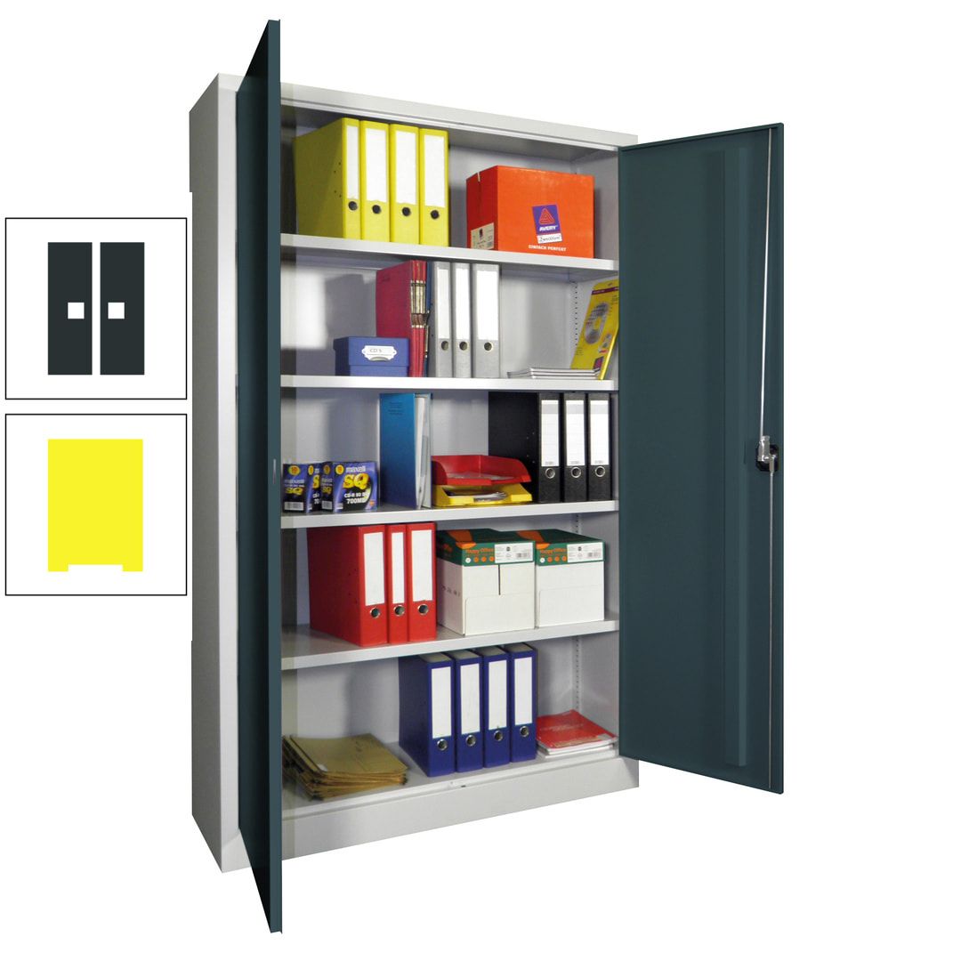 Aktenschrank - Vollblechtüren - 1.950x1.200x400 mm (HxBxT) - 4 Einlegeböden verzinkt - Zylinderschloss - anthrazitgrau