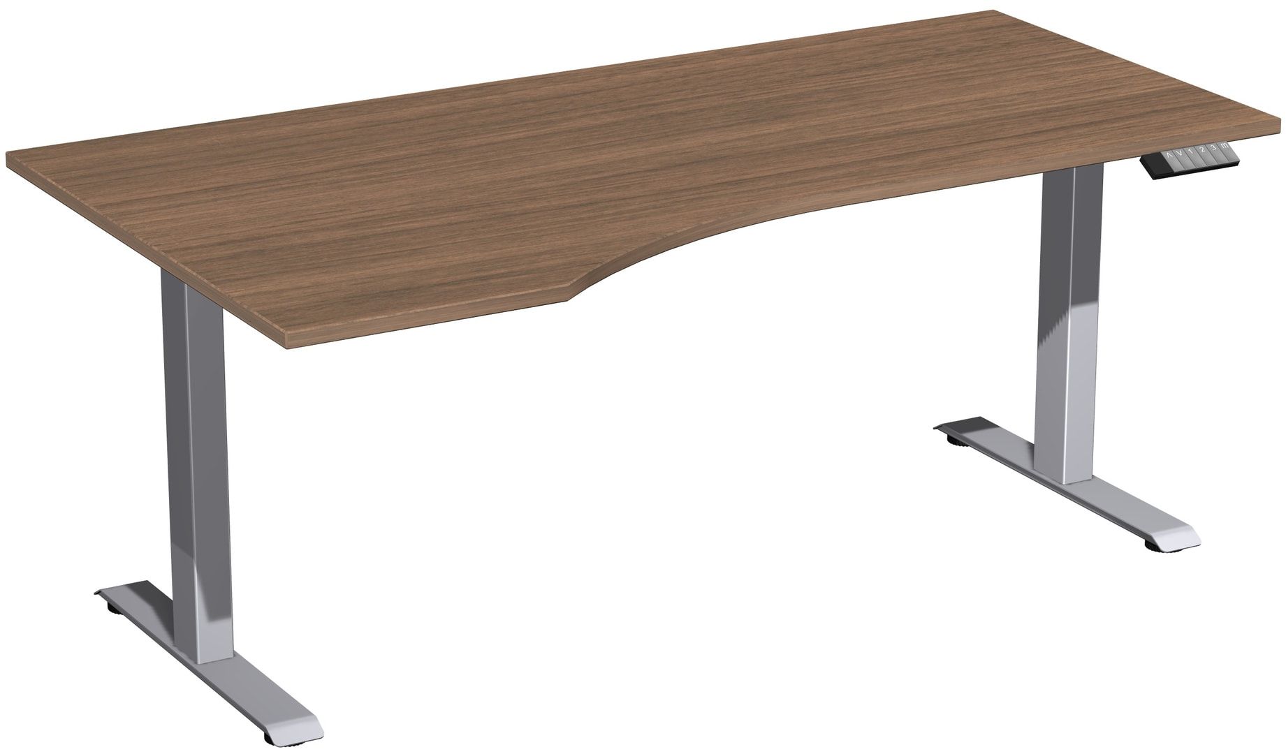 Eckschreibtisch, Ecke links, Elevate Basic, elektronisch höhenverstellbar, 730 - 1.230 x 1.800 x 1.000 mm (HxBxT), Gestell anthrazit, Dekor Ahorn