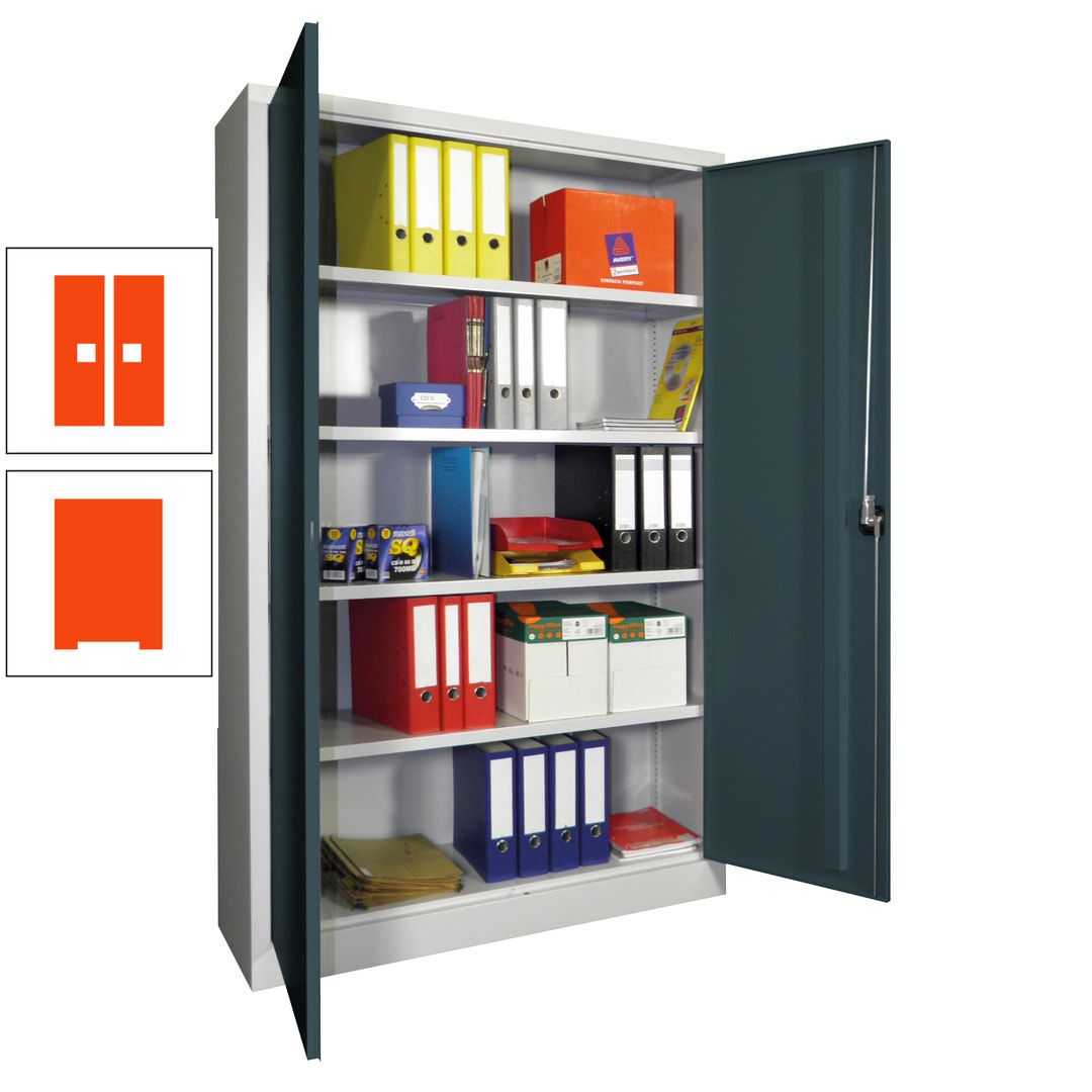 Aktenschrank - Vollblechtüren - 1.950x1.200x400 mm (HxBxT) - 4 Einlegeböden verzinkt - Zylinderschloss - anthrazitgrau