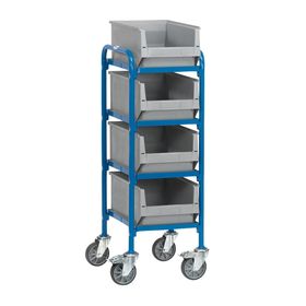 Fetra - Etagenwagen für 4 Sichtlagerkästen - Ladefläche 470 x 320 mm (BxT)