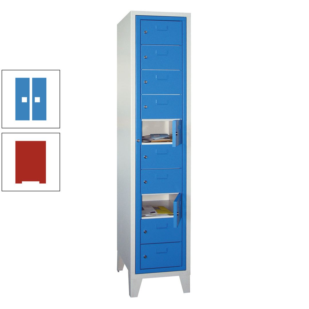Schließfachschrank - Wäscheausgabeschrank - 10 Fächer a 315 mm - 1.850x400x500 mm (HxBxT) - Füße - Zylinderschloss - anthrazitgrau