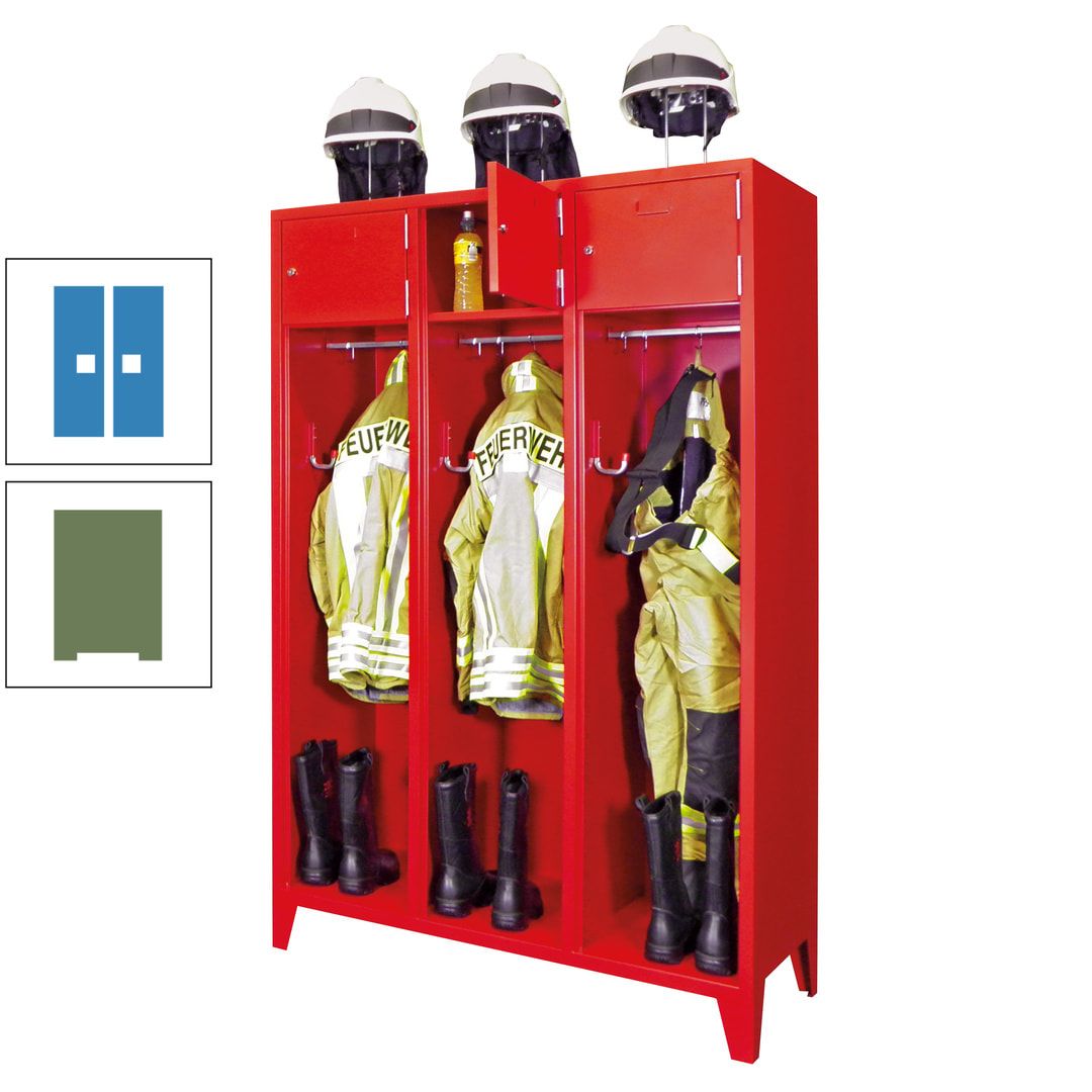 Feuerwehrschrank - 2 Abteile - Ablagefach mit Tür, Etikettenrahmen - 2.100 x 830 x 500 mm (HxBxT) - anthrazitgrau