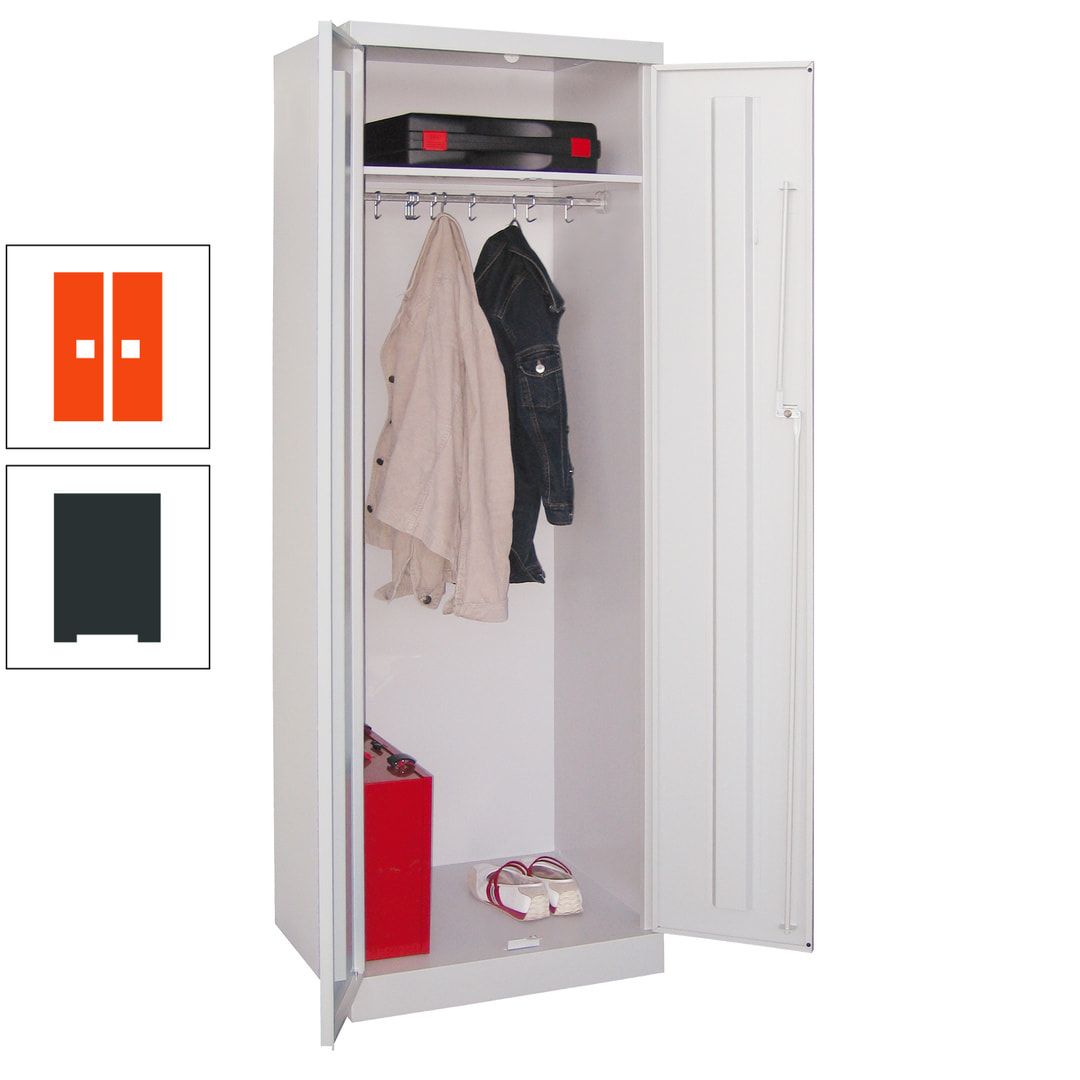 Garderobenschrank - 1 Fachboden - Kleiderstange - 1.800x600x500 mm (HxBxT) - Zylinderschloss - anthrazitgrau