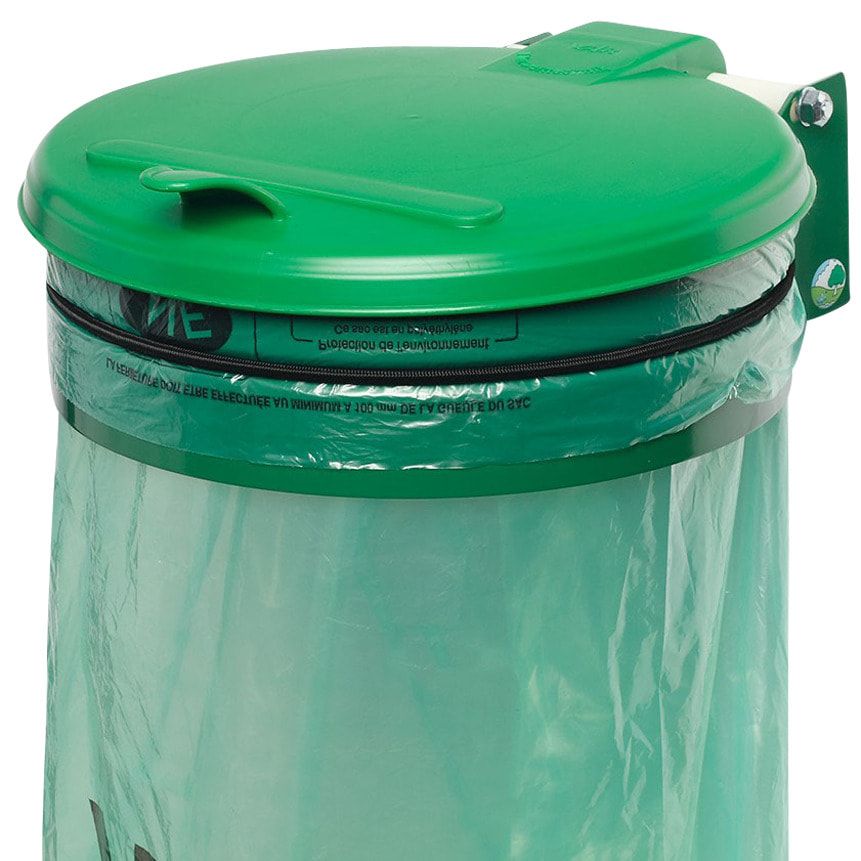 Müllsackhalter - Wandgerät - Stahl - Deckel Kunststoff - für 120 l Säcke - 370 x 465 mm (BxT) - enzianblau