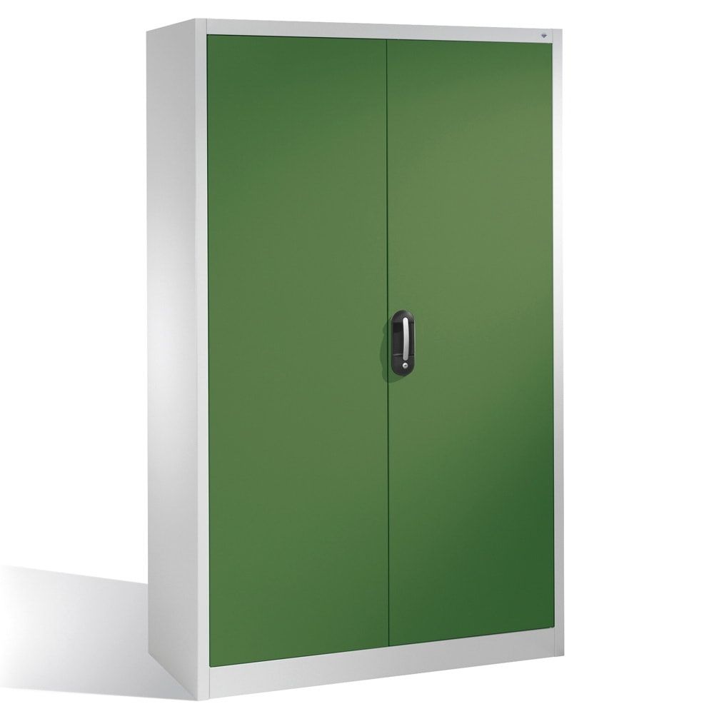 C+P Stahlschrank, Werkzeugschrank, Geräteschrank, abschließbar, 4 Fachböden, Korpusfarbe lichtgrau, Front enzianblau, 1.950 x 1.200 x 400 mm (HxBxT)