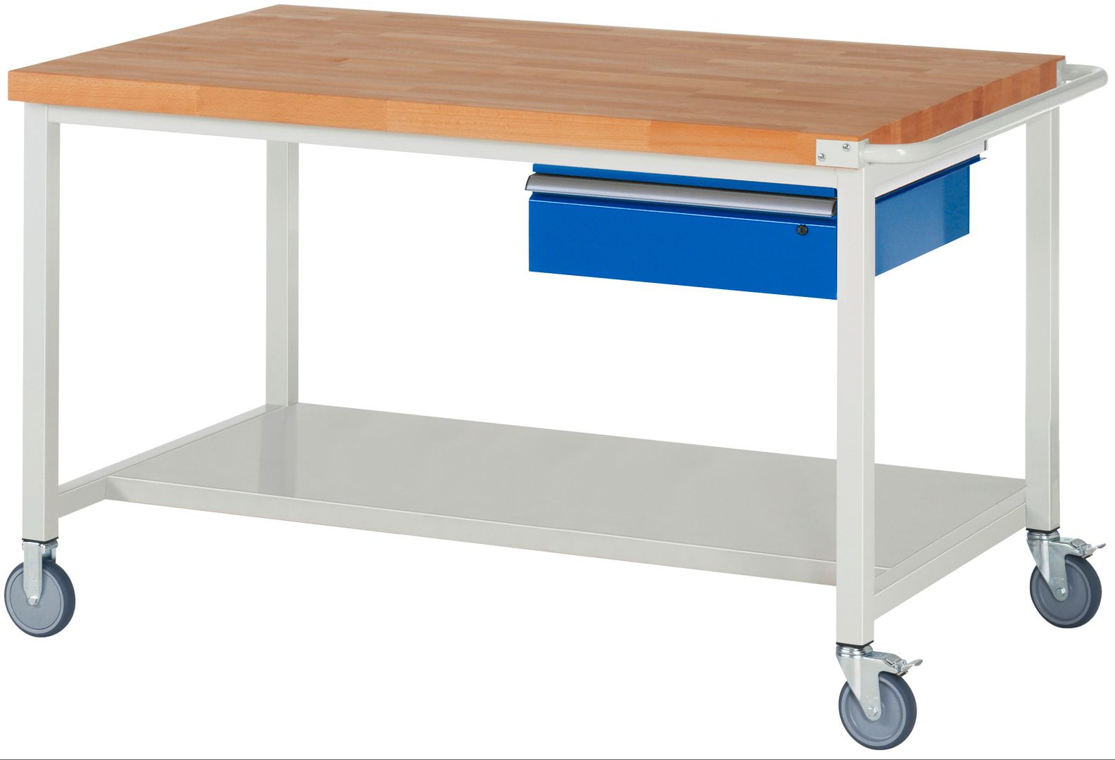Mobile Werkbank mit Ablageboden - 1 Schublade - 150:1 - höhenverstellbar 880-1.080 mm - 1.500 x 900 mm (BxT) - 450 kg - Anthrazitgrau