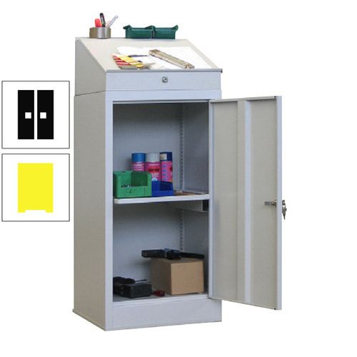 Stehpult mit Schrank - Vollblechtür - Zylinderschloss - 1 Ausziehboden - 1.270x500x500 mm (HxBxT) - anthrazitgrau