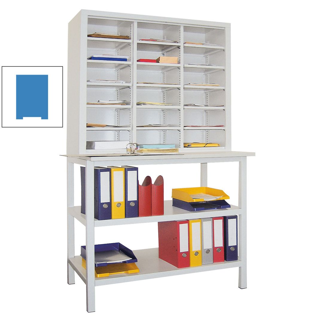 Sortierstation mit Tisch - Dokumentenregal - Ordnungsregal - Fächerregal - 18 Fächer - Postverteiler - 1.950 x 1.000 x 600 mm (HxBxT) - anthrazitgrau