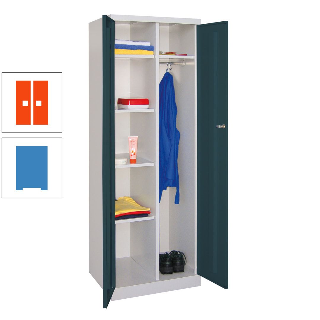 Kleiderschrank mit Sockel - Spind - 1 Abteil mit Trennwand - 1.800x600x500 mm (HxBxT) - Zylinderschloss - anthrazitgrau