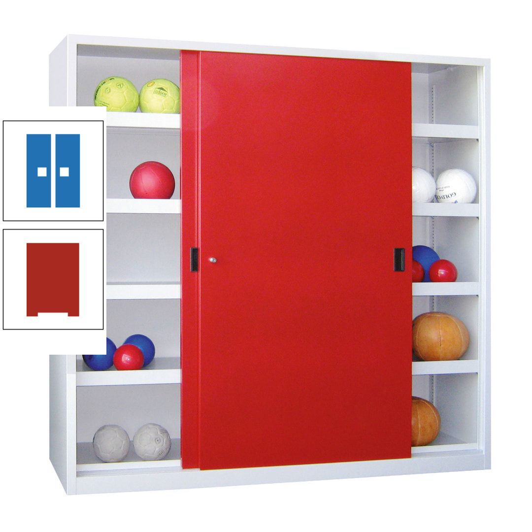 Ballschrank - Schiebetüren - Trennwand - 8 Böden - 1.950x1.500x600 mm (HxBxT) - anthrazitgrau