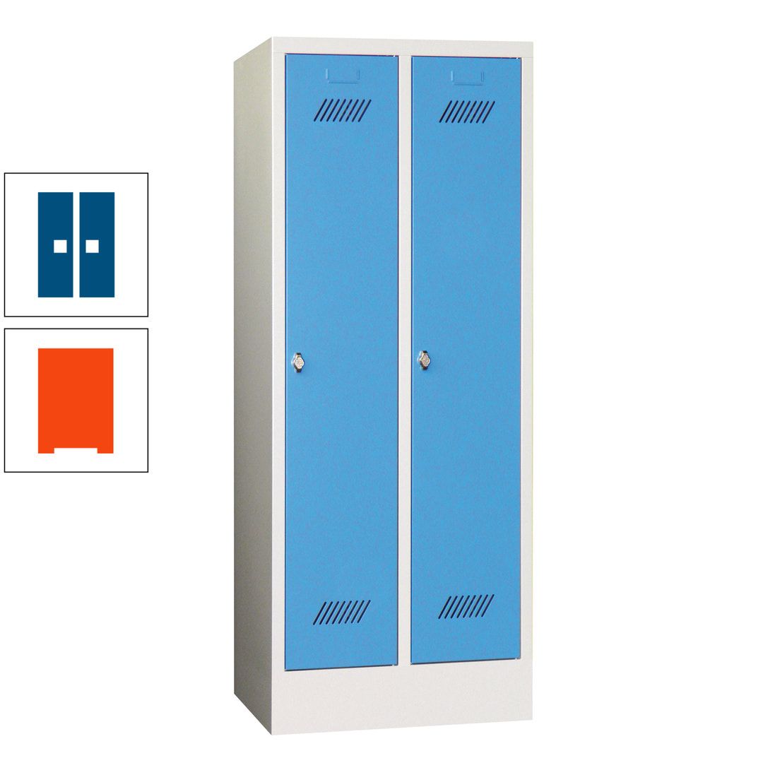 Spindschrank f. Schulen - mit Sockel - Höhe 1.600 mm - 2 Abteile a 300 mm - Drehriegel - anthrazitgrau