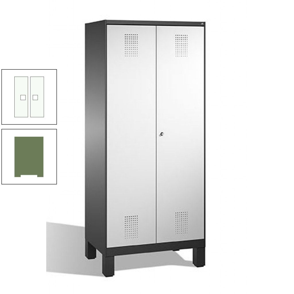 Mehrzweckschrank, Doppeltüren, auf Füßen, 2 Abteile a 400 mm, Korpus anthrazitgrau, Tür anthrazitgrau, 1.850 x 800 x 500 mm (HxBxT)