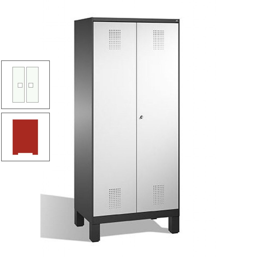 Mehrzweckschrank, Doppeltüren, auf Füßen, 2 Abteile a 400 mm, Korpus anthrazitgrau, Tür anthrazitgrau, 1.850 x 800 x 500 mm (HxBxT)