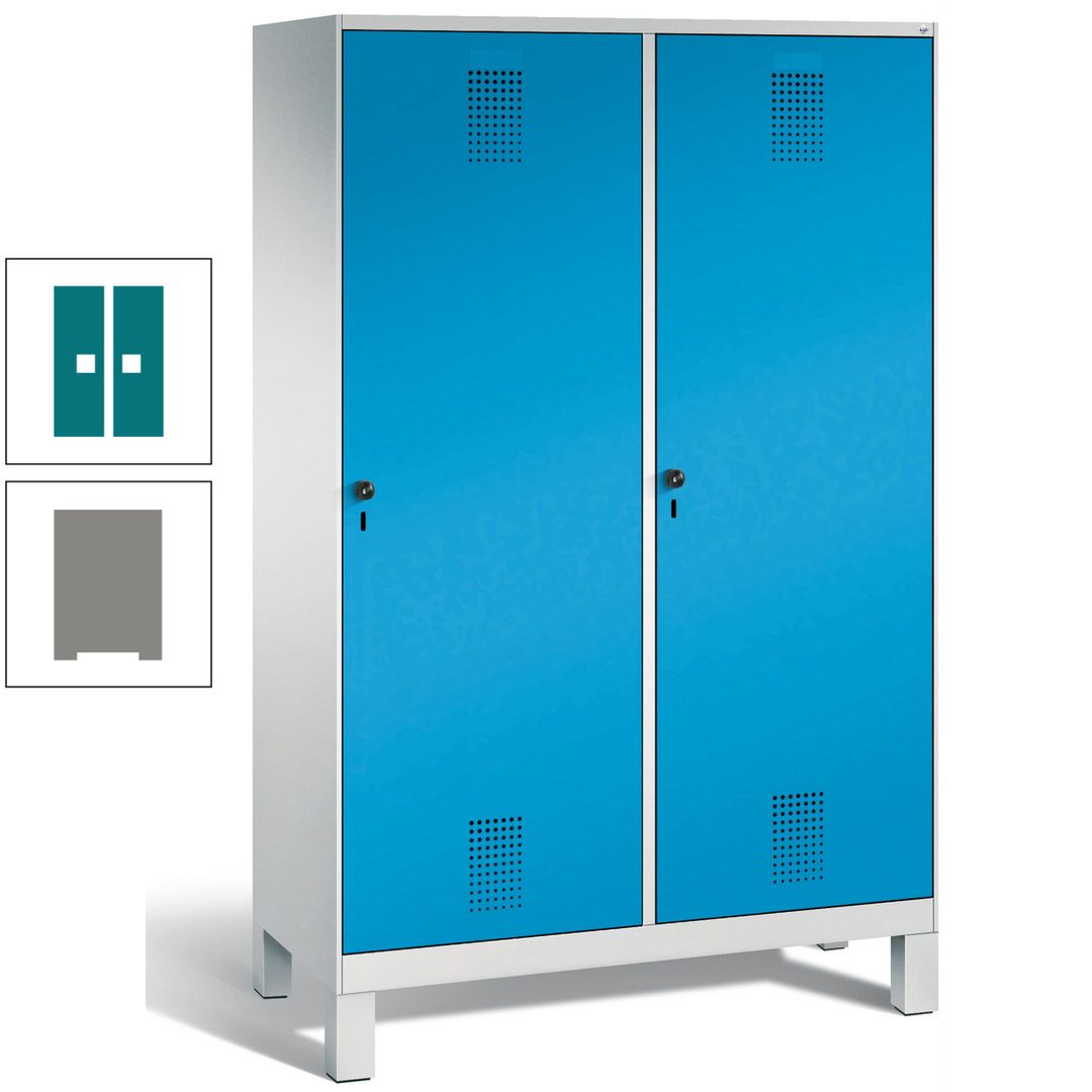 Doppel-Spind, Garderobenschrank, 2 Türen für 4 Abteile a 300 mm, Korpus anthrazitgrau, Türen anthrazitgrau, 1.850 x 1.200 x 500 mm (HxBxT)