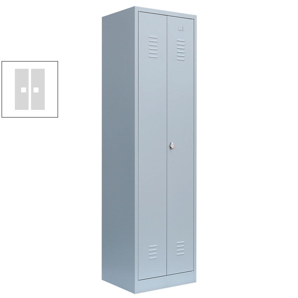 Mehrzweckschrank, Garderobenschrank, 2 Abteile, 6 Fächer, 1.800 x 500 x 500 mm (HxBxT), Kleiderstange, Stahl, Korpus: lichtgrau, Front: anthrazitgrau
