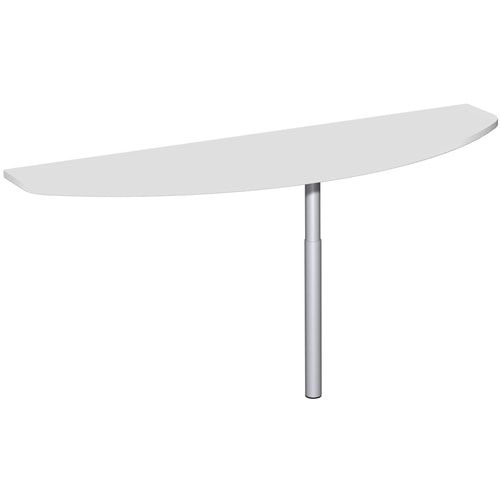 Anbautisch, halbrund, Stirnseite, Schreibtisch 4-Fuß Pro, höhenverstellbar, 680-820 x 1.600 x 500 mm (HxBxT), Gestell silber, Dekor Ahorn