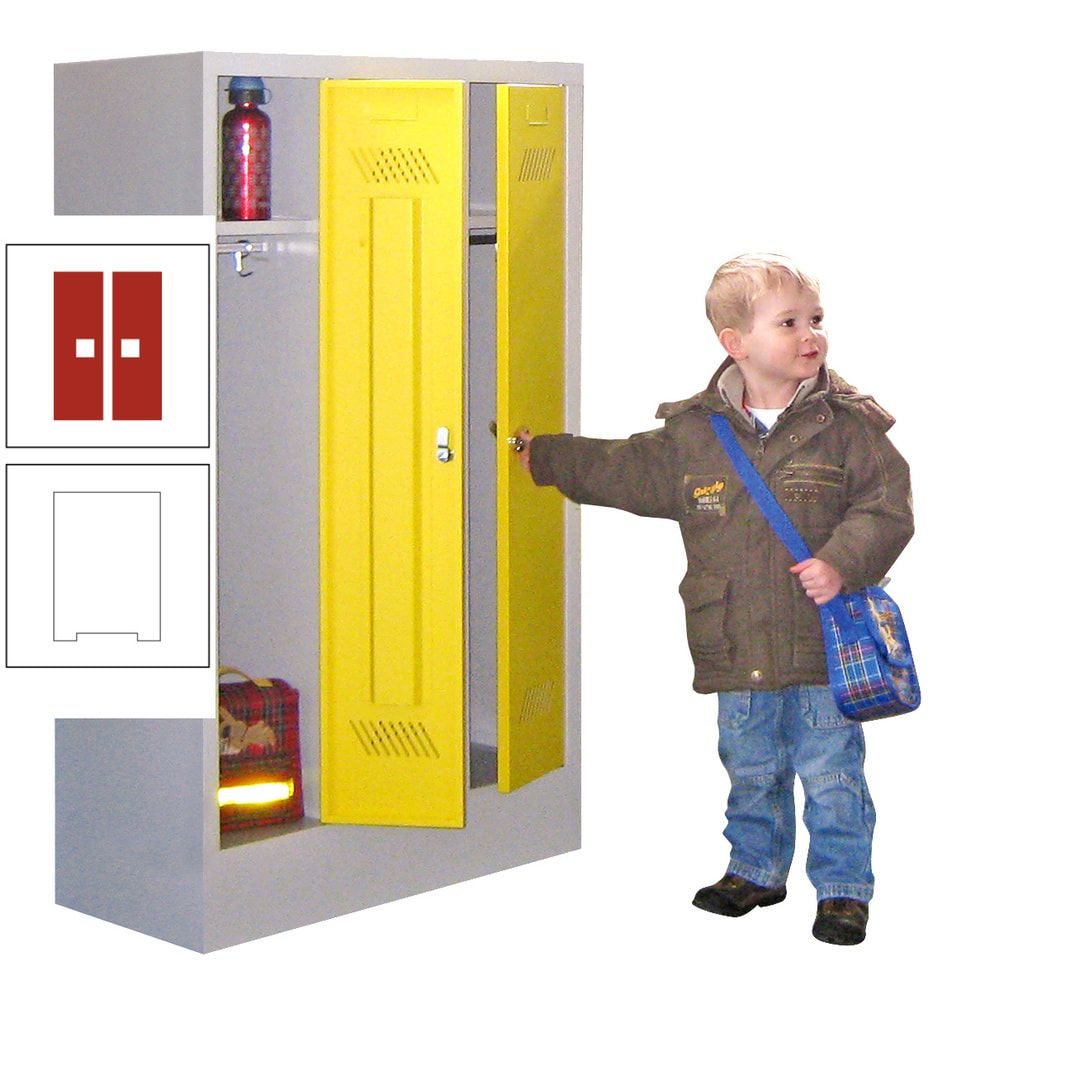 Spindschrank f. Kindergärten - mit Sockel - Höhe 1.300 mm - 2 Abteile a 250 mm - Drehriegel - anthrazitgrau