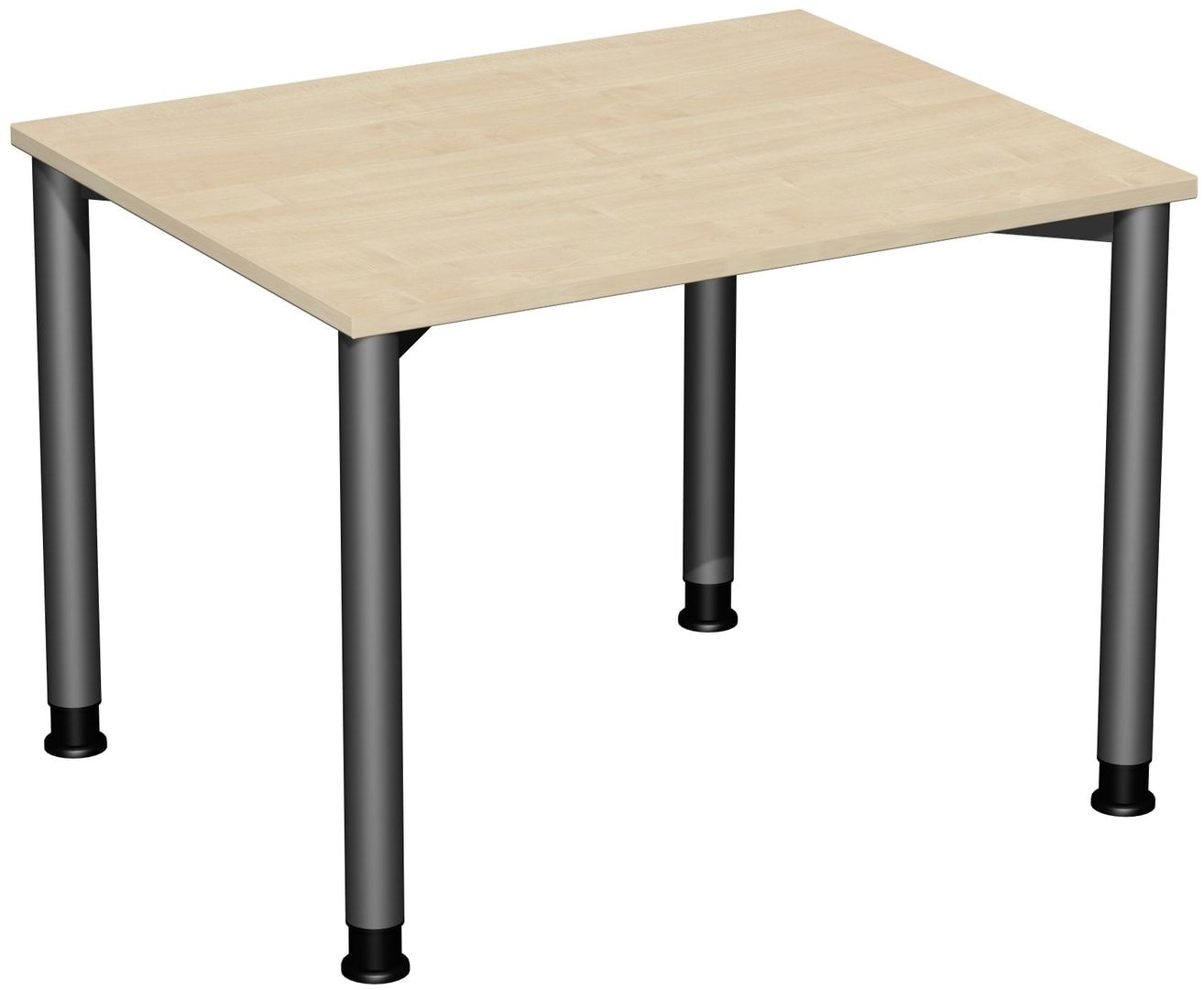 Schreibtisch - 4-Fuß Flex - Bürotisch - Höhe 680-800 mm - 1.000 x 800 mm (BxT) - Gestell anthrazit - Ahorn