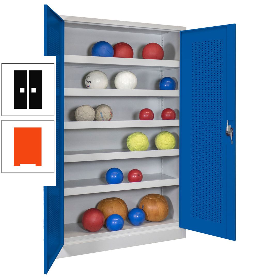Ballschrank - Lochfeldtüren - 5 Böden - 1.950x1.200x500 mm (HxBxT) - anthrazitgrau