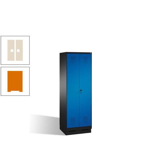 Doppel-Spind, Doppeltüren, Garderobenschrank mit Sockel, 2 Abteile a 300 mm, Korpus anthrazitgrau, Tür anthrazitgrau, 1.800 x 600 x 500 mm (HxBxT)