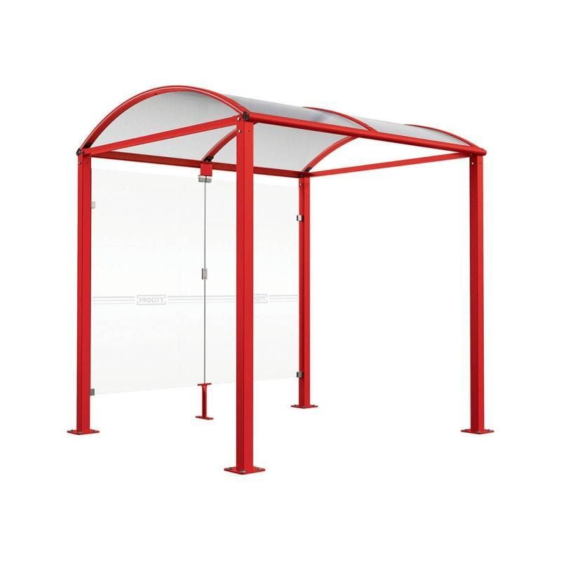 Fahrradunterstand, Fahrradüberdachung, All-in-One + Zusatz, Sicherheitsglas, 2.635 x 5.000 x 2.090 mm (HxBxT), auf Bodenplatten, Farbe enzianblau