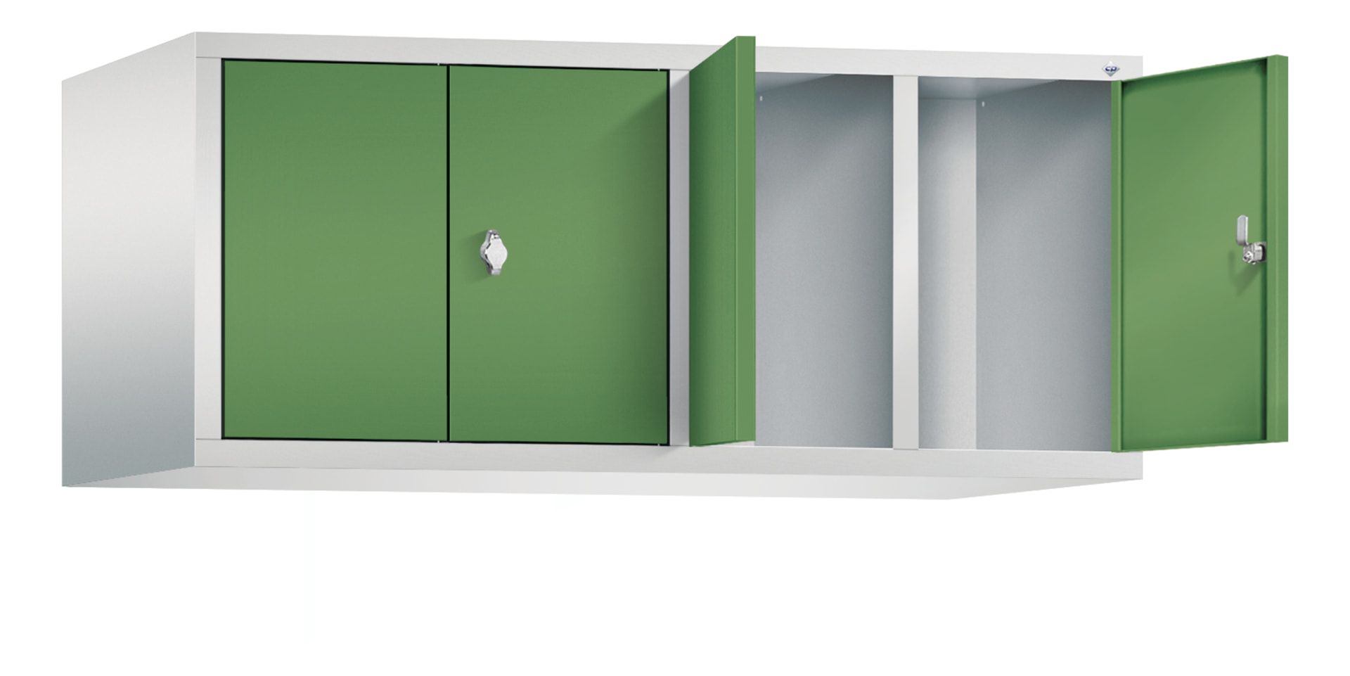 Aufsatzschrank für Spinde und Schließfachschränke, Doppeltüren, 4 Abteile, Korpus anthrazitgrau, Türfarbe anthrazitgrau, 500 x 1.190 x 500 mm (HxBxT)