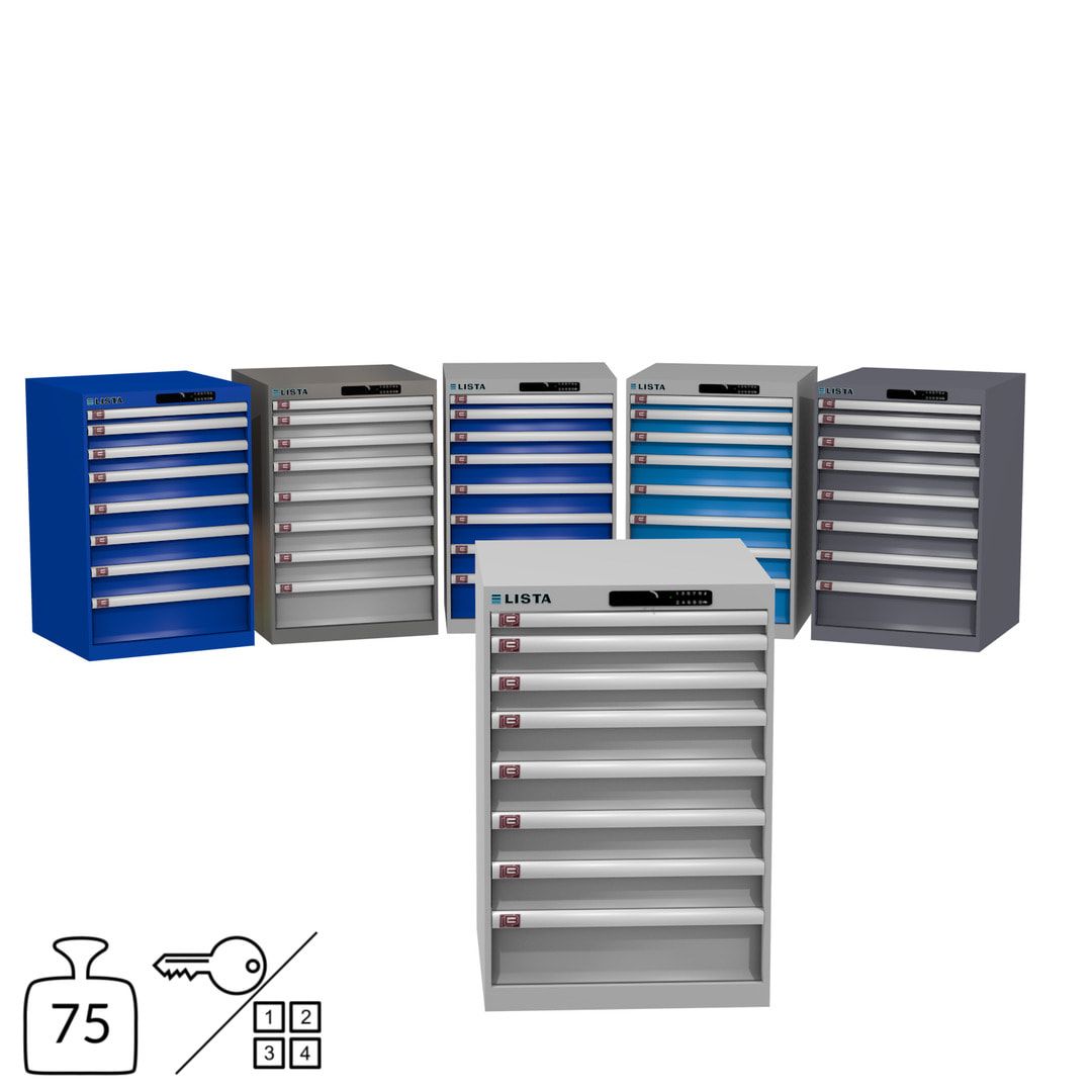 Lista Schubladenschrank - 14.250.010 - 850x564x572 mm (HxBxT) - 8 Schubladen - 75 kg - Key Lock - lichtblau (RAL 5012)