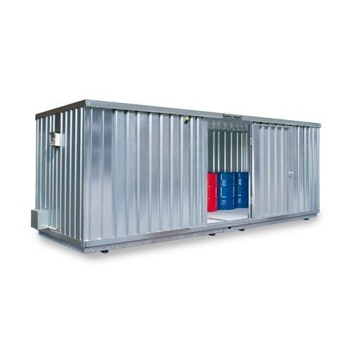 Gefahrstoffcontainer - Gefahrstoffdepot - 2.310 x 6.080 x 2.170 mm (HxBxT) - Auffangvolumen 2.060 l - Sensorlüfter - Doppelflügeltür kurze Seite