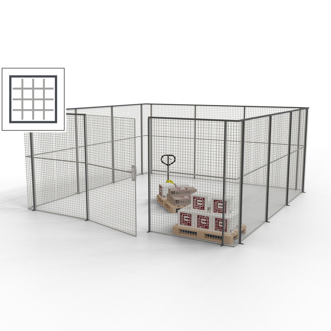 Maschinen Schutzgitter - Hallentrennwand - Sicherheitszaun - Tür - 18 m - 2.200 x 4.900 x 4.900 mm (HxBxT) - enzianblau