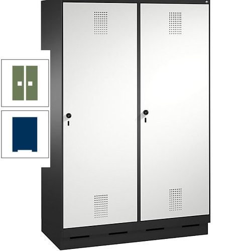 Doppel-Spind, Garderobenschrank, 2 Türen für 4 Abteile a 300 mm, Korpus anthrazitgrau, Türen anthrazitgrau, 1.800 x 1.200 x 500 mm (HxBxT)