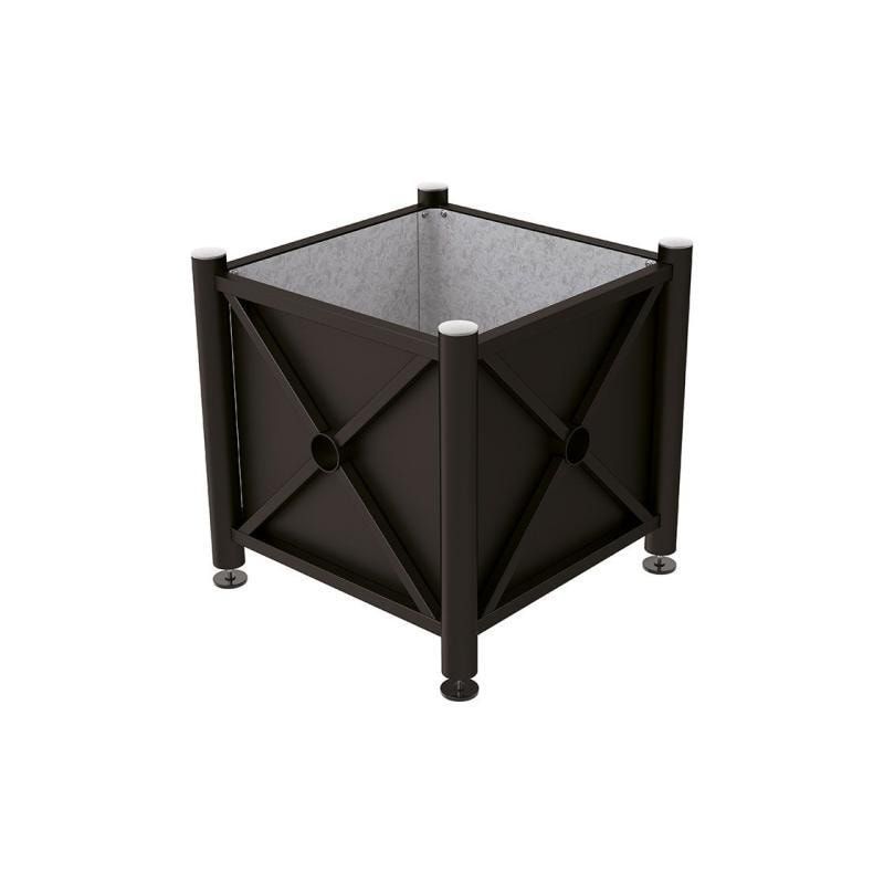 Pflanzbehälter, Stahlblech feuerverzinkt, verstellbare Füße, Innenfach feuerverzinkt, Kopf Agora, 750 x 800 x 800 mm (HxBxT), enzianblau
