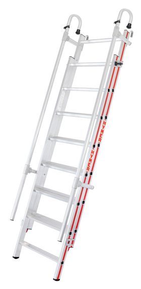 Einhänge-Schiebeleiter - Aluminium - ausziehbare Handläufe - Breite 550 mm - Länge wählbar