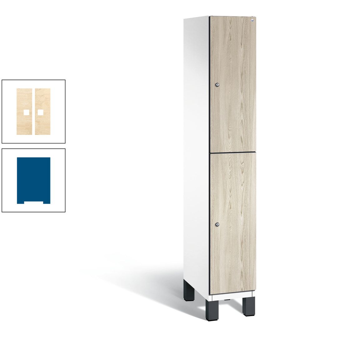 Fächerschrank, Garderobenschrank, mit Füßen, 1 Abteile, 1.980 x 300 x 525 mm (HxBxT), Korpus anthrazitgrau, Tür Donau-Ahorn