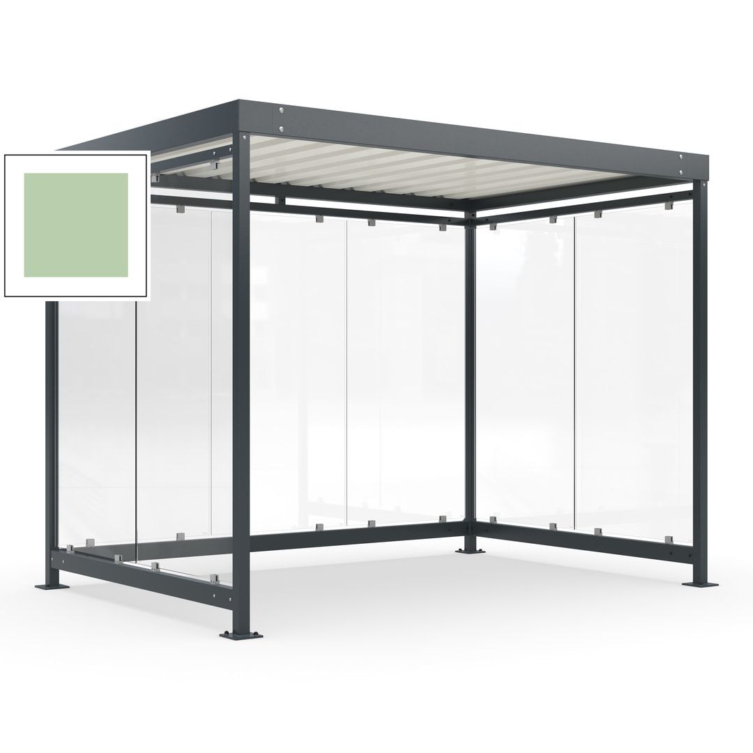 Raucherunterstand, Bausatz, Fahrgastunterstand, Bushaltestelle, 2.510 x 3.180 x 2.165 mm (HxBxT), 7 Wände, Achatgrau