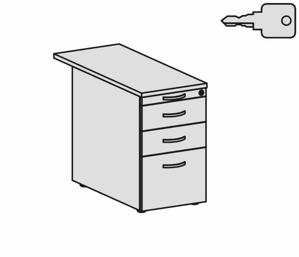 Standcontainer, Hängeregistratur, 2 Schubladen, Ordnungsfach, 720 x 438 x 800 (1.000) mm (HxBxT), Front Ahorn, Oberboden Ahorn, Korpus Ahorn