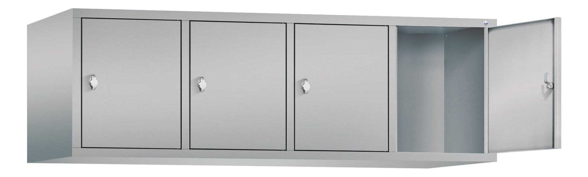 Aufsatzschrank für Spinde und Schließfachschränke, 4 Abteile, Korpus anthrazitgrau, Türen anthrazitgrau, 500 x 1.590 x 465 mm (HxBxT), Stahlschrank