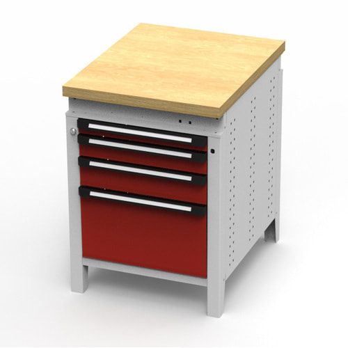 OTTOKIND Werkbank - Arbeitsplatte bündig - 850 x 605 x 750 mm (HxBxT) - 4 Schubladen - 60:1 / 90:1 / 120:1 / 300:1 - lichtgrau / anthrazitgrau