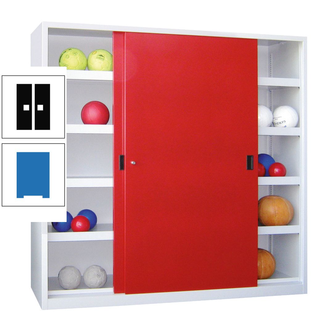 Ballschrank - Schiebetüren - Trennwand - 8 Böden - 1.950x1.500x600 mm (HxBxT) - anthrazitgrau