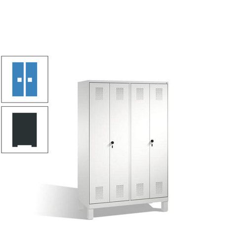 Doppel-Spind, Doppeltüren, Garderobenschrank mit Füßen, 4 Abteile a 300 mm, Korpus anthrazitgrau, Tür anthrazitgrau, 1.850 x 1.200 x 500 mm (HxBxT)