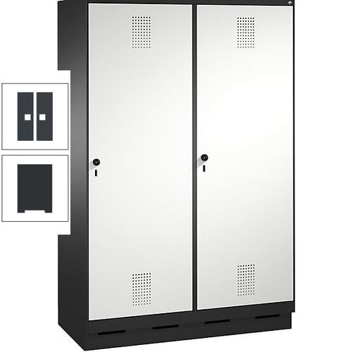 Doppel-Spind, Garderobenschrank, 2 Türen für 4 Abteile a 300 mm, Korpus anthrazitgrau, Türen anthrazitgrau, 1.800 x 1.200 x 500 mm (HxBxT)