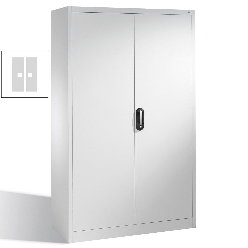 C+P Stahlschrank, Werkzeugschrank, Geräteschrank, abschließbar, 4 Fachböden, Korpusfarbe lichtgrau, Front enzianblau, 1.950 x 1.200 x 400 mm (HxBxT)