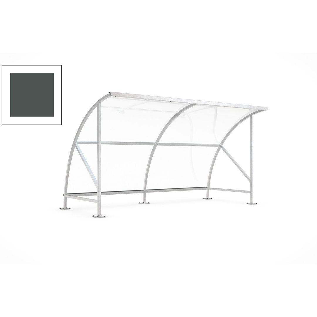 Fahrradunterstand - Fahrradgarage mit Bogendach - Stahl und Kunststoff - 2.290 x 4.130 x 2.100 mm (HxBxT) - Farbe Achatgrau