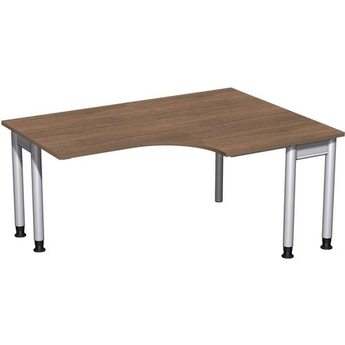 Eckschreibtisch, Eckteil 800 mm, rechts, Füße einseitig verkürzt, 4-Fuß Pro, höhenverstellbar, 680-800 x 1.600 x 1.200 mm (HxBxT), Dekor Ahorn