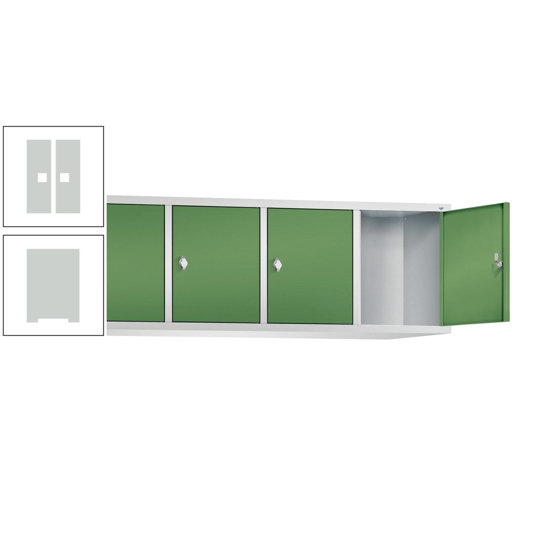 Aufsatzschrank für Spinde und Schließfachschränke, 4 Abteile, Korpus anthrazitgrau, Türen anthrazitgrau, 500 x 1.590 x 465 mm (HxBxT), Stahlschrank